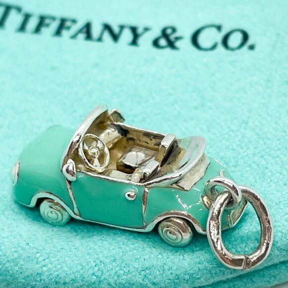 Tiffany & Co. Blue Enamel Convertible Car Charm Sterling Silver Pendant - Picture 11 of 16
